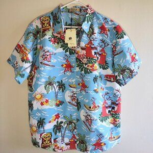 SSLR Holiday Tiki Bar Santa & Reindeer Tropical Shirt Women's 2XL  NWT